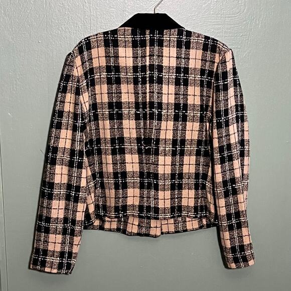 Vintage Positive Attitude Blazer Size 14 tan Black Plaid Tweed - Picture 4 of 4